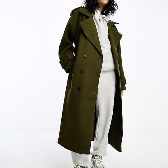 ASOS Olive Green Trench Belted Jacket(Size Medium) - Picture 1 of 10